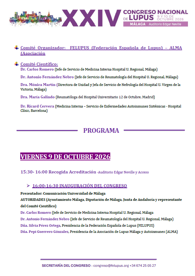 PROGRAMA XXIV CONGRESO NACIONAL DE LUPUS